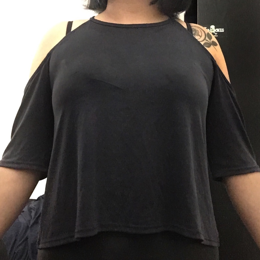 Light grey cold shoulder blouse